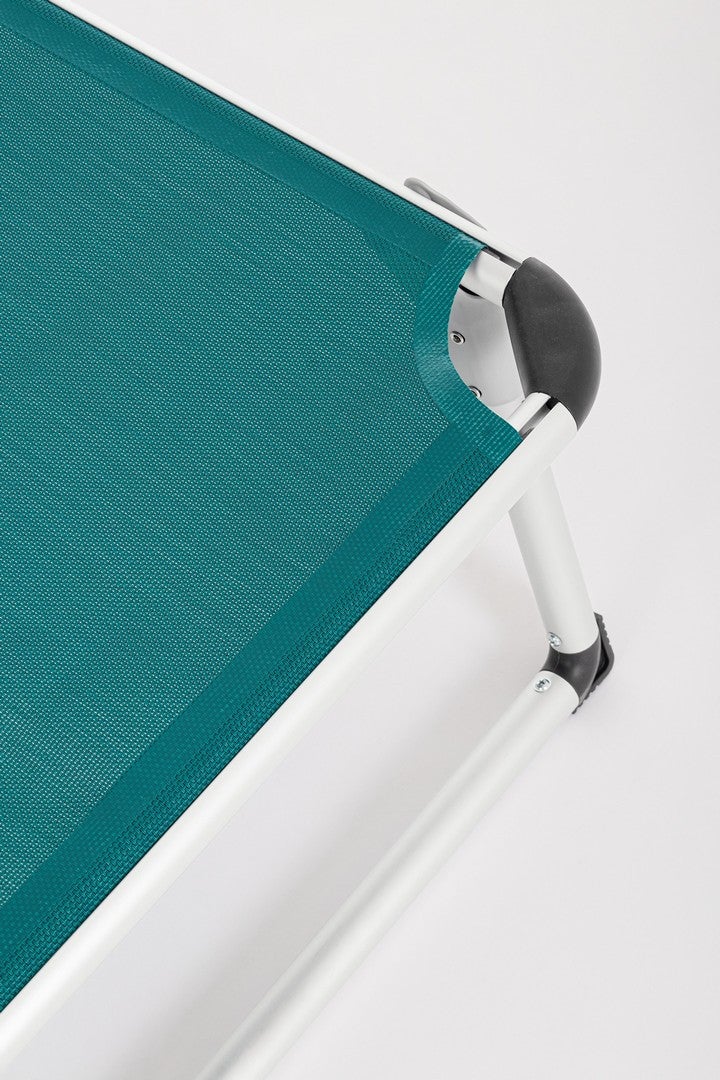 Bain de soleil inclinable en aluminium anodisé et textilène avec auvent, bleu - 5
