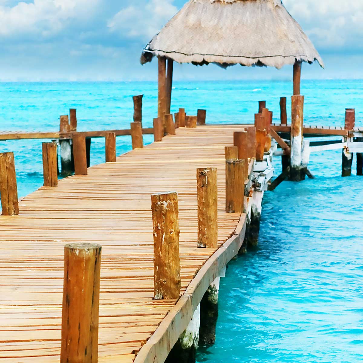 Tableau triptyque paysage ponton dans les caraibes - 90x60 cm - 4