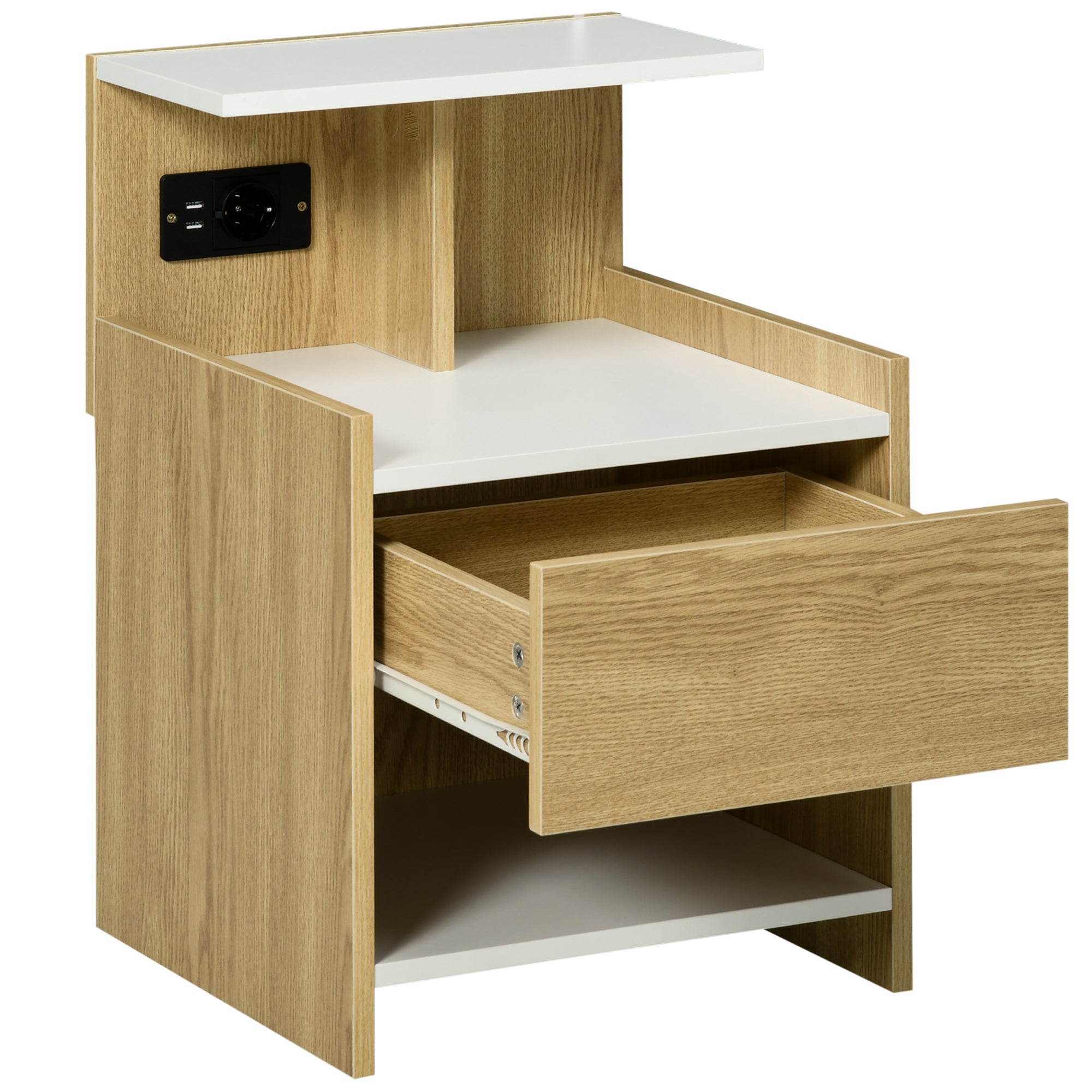 Yoobure Comodino Con Stazione Di Ricarica USB E Luci LED - 2 Cassetti