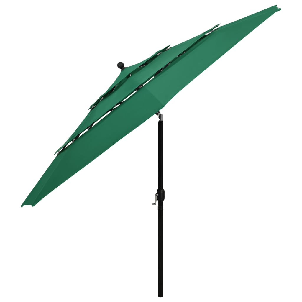 Parasol à 3 niveaux avec mât en aluminium Vert 3,5 m - 4