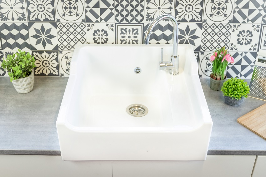 Evier Céramique Timbre D'office 1 Bac Vintage Blanc 60cm - 2