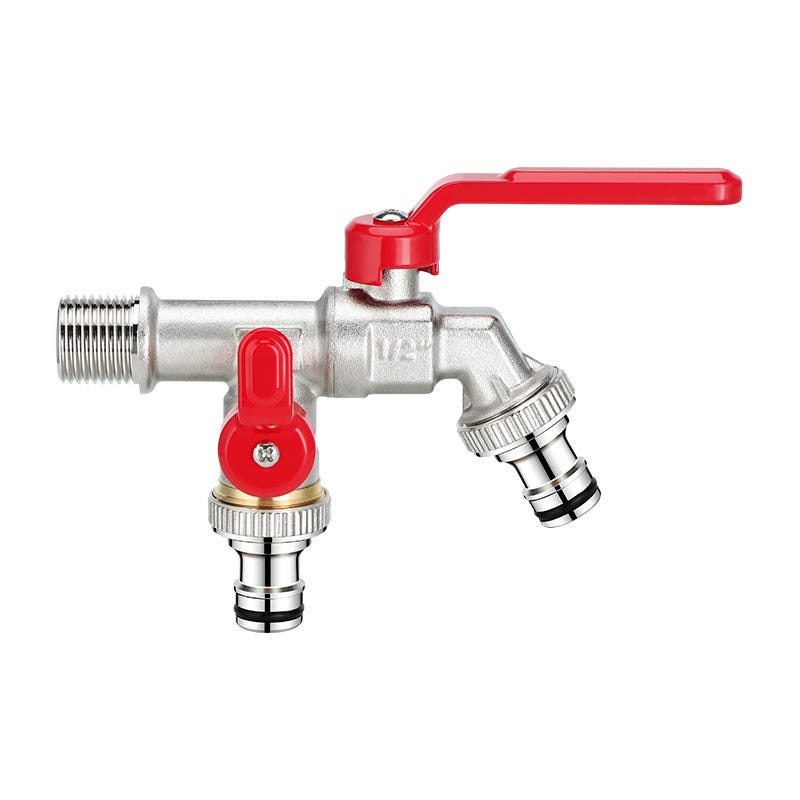 Double Robinet De Jardin En Laiton Antigel – Double Sortie 3/4" + Entrée 1/2" – Robinet Extérieur Robuste Pour Arrosage & Machine à Laver