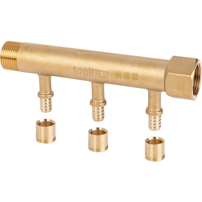 Collecteur Avec Vannes PER à Glissement GRK - M/F 3/4' - Diamètre 16 Mm - 5 Sorties