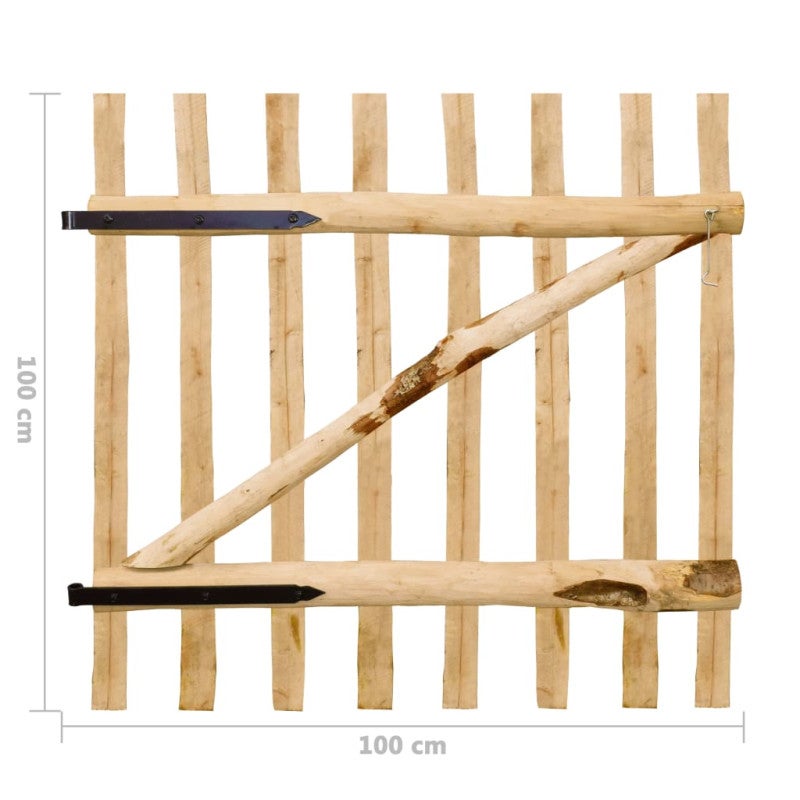 vidaXL Cancello Singolo per Recinzione in Legno di Nocciolo 100x100 cm - 6