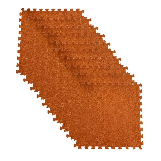 Tapis auto-adhésif sans couture de grande surface, dalle de moquette complète, 30x30x1.0cm, orange, 10 pièces