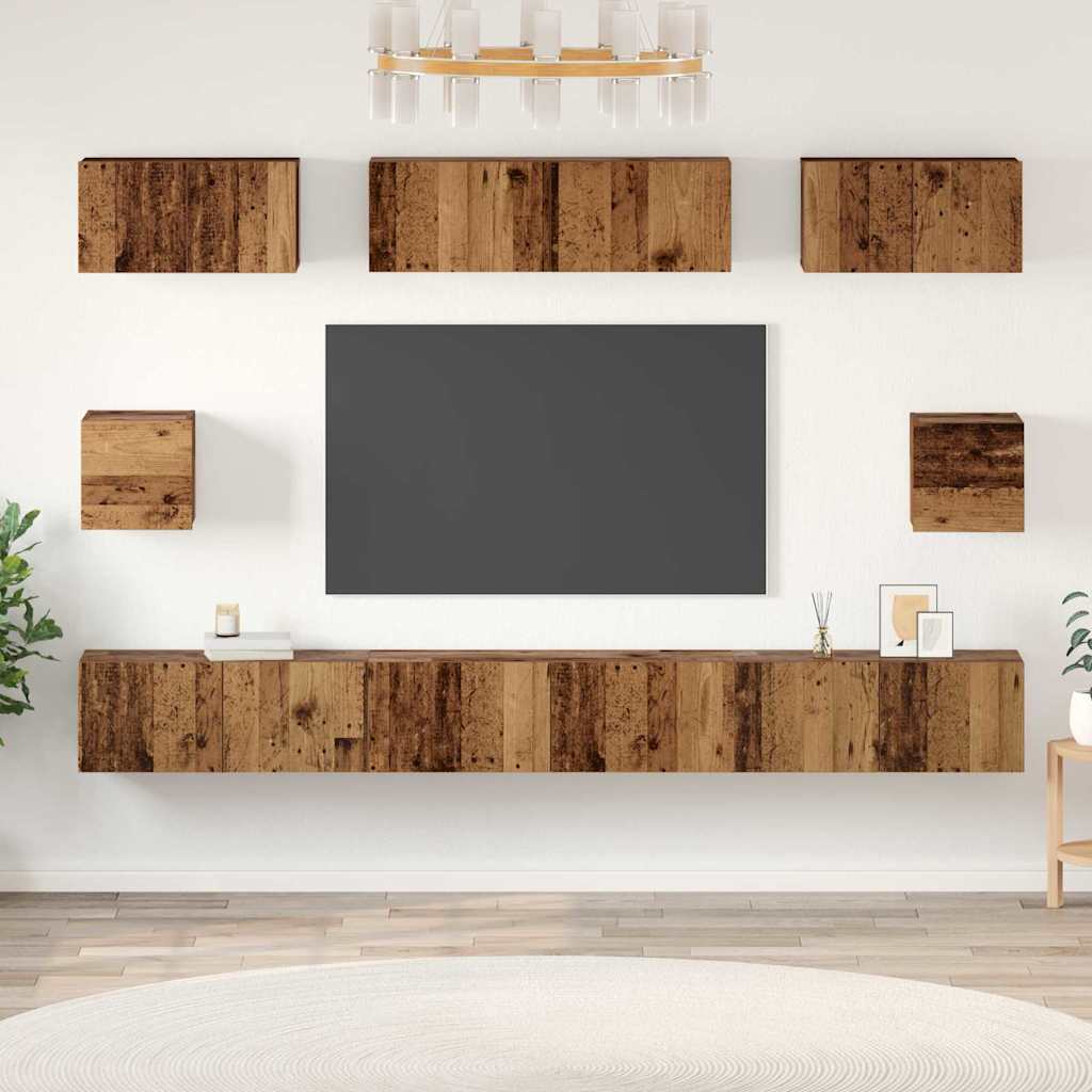 Zestaw szafek RTV 8 pcs Stare drewno Materiał drewnopochodny vidaXL