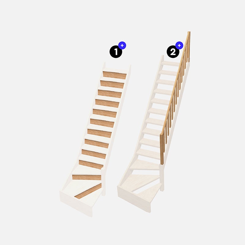 Escalier bois quart-tournant droit avec contremarches, Normandie KORDO - 2