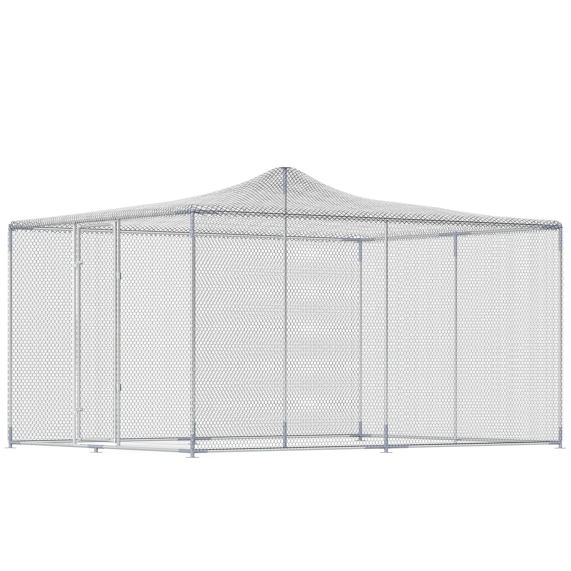Galinheiro para Exterior PawHut Aço Galvanizado Prateado 400x300x197 cm - 2