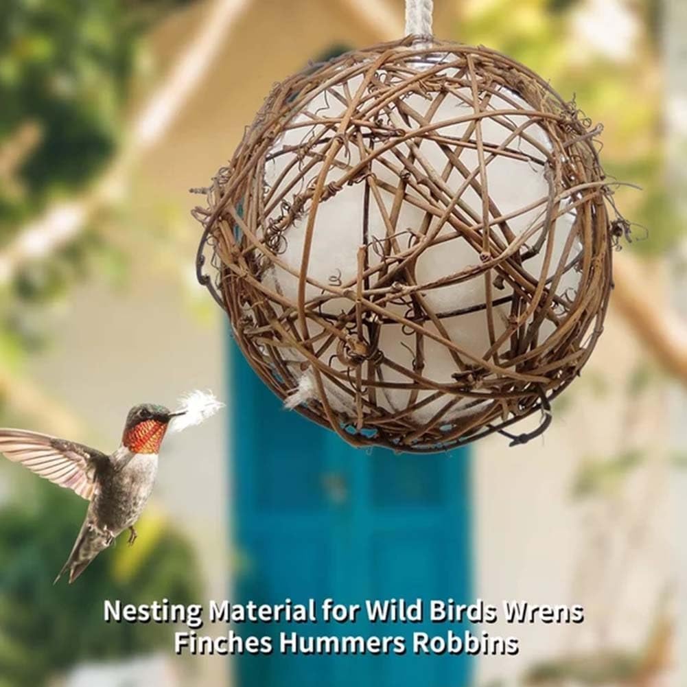 Soporte Rellenable Para Material De Anidación De Pájaros | 3 Piezas, Ratán | Ideal Para Colibríes Y Otras Aves