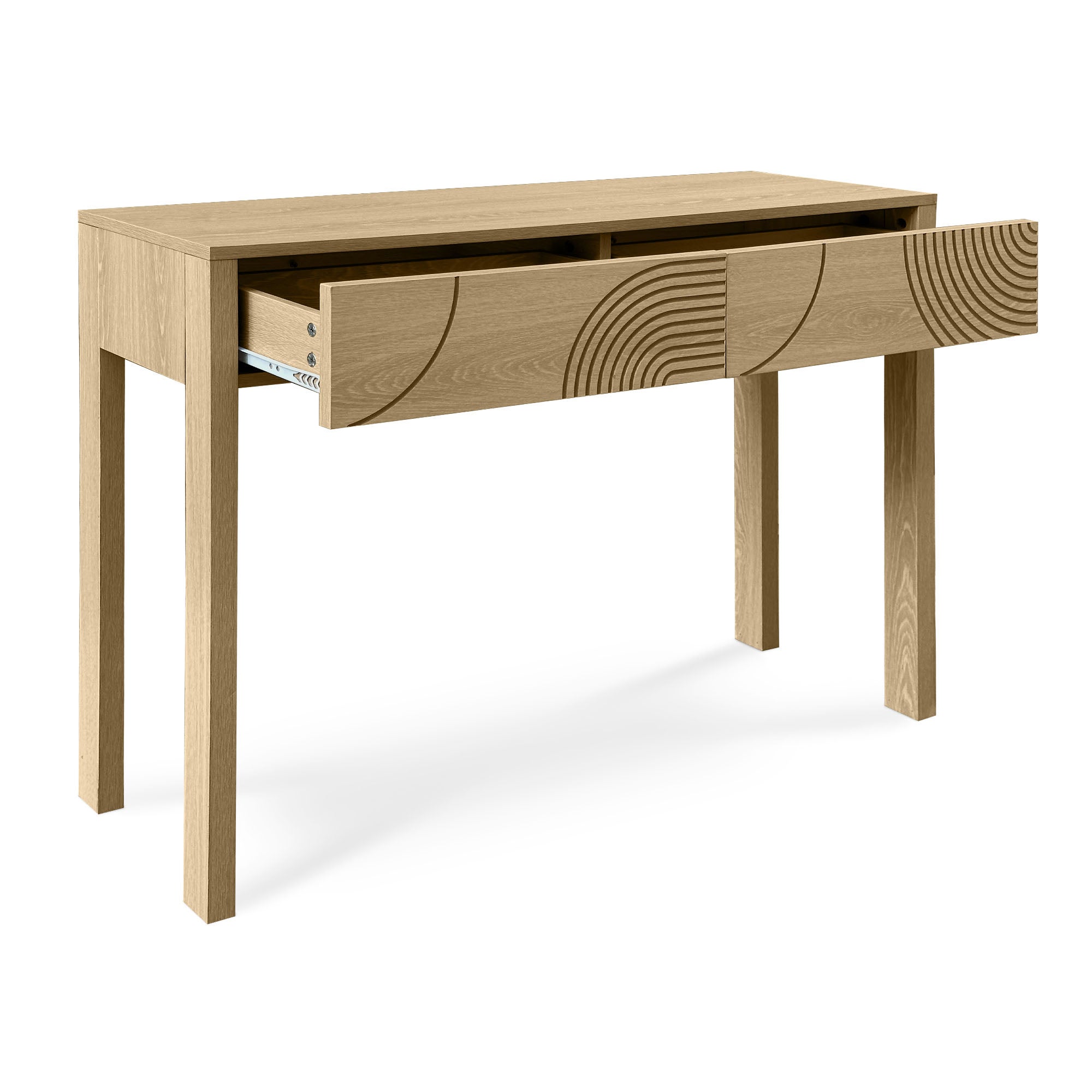 Console scandinave 100cm 2 tiroirs finition chêne SASKIA - 4