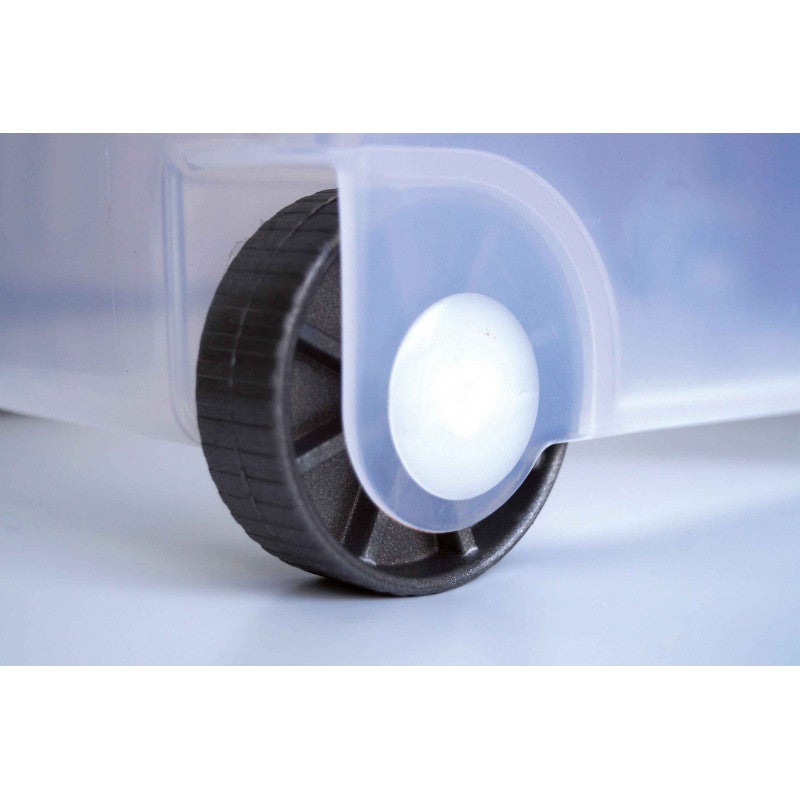 Caixa transparente Eurobox de 60 litros com rodas e tampa azul. - 3