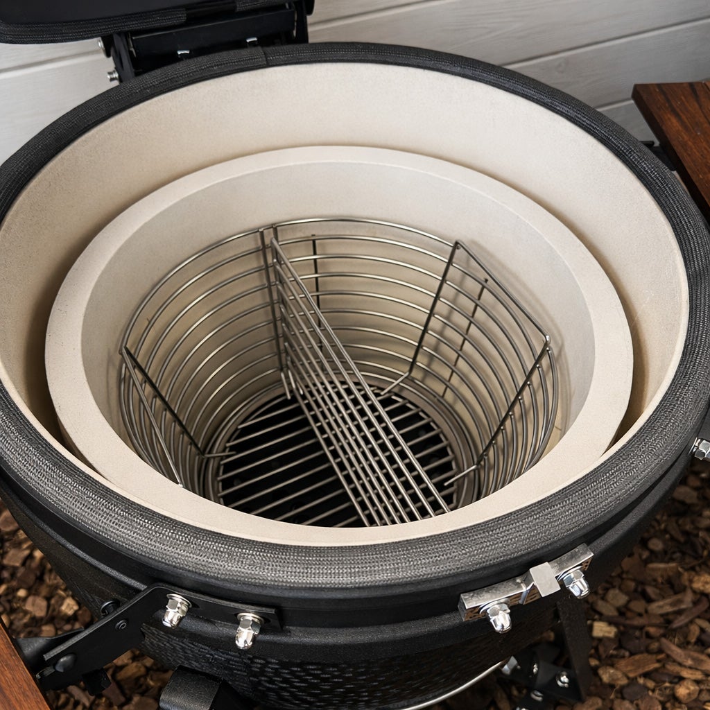 Panier à charbon de bois en acier inoxydable Patton pour barbecue kamado 22