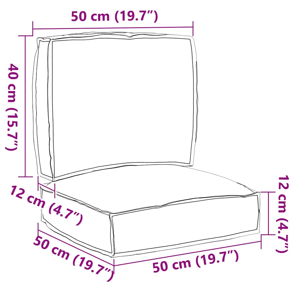 Juego de Cojines para Palets Tela Oxford Beige 50 x 50 x 12 cm vidaXL - 8
