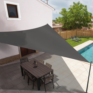 Voile D'ombrage Triangulaire 5x7x7m En Tissu Oxford Enduit PU - Imperméable, Protection UV, Couleur Marron - Pour Jardin, Terrasse, Balcon