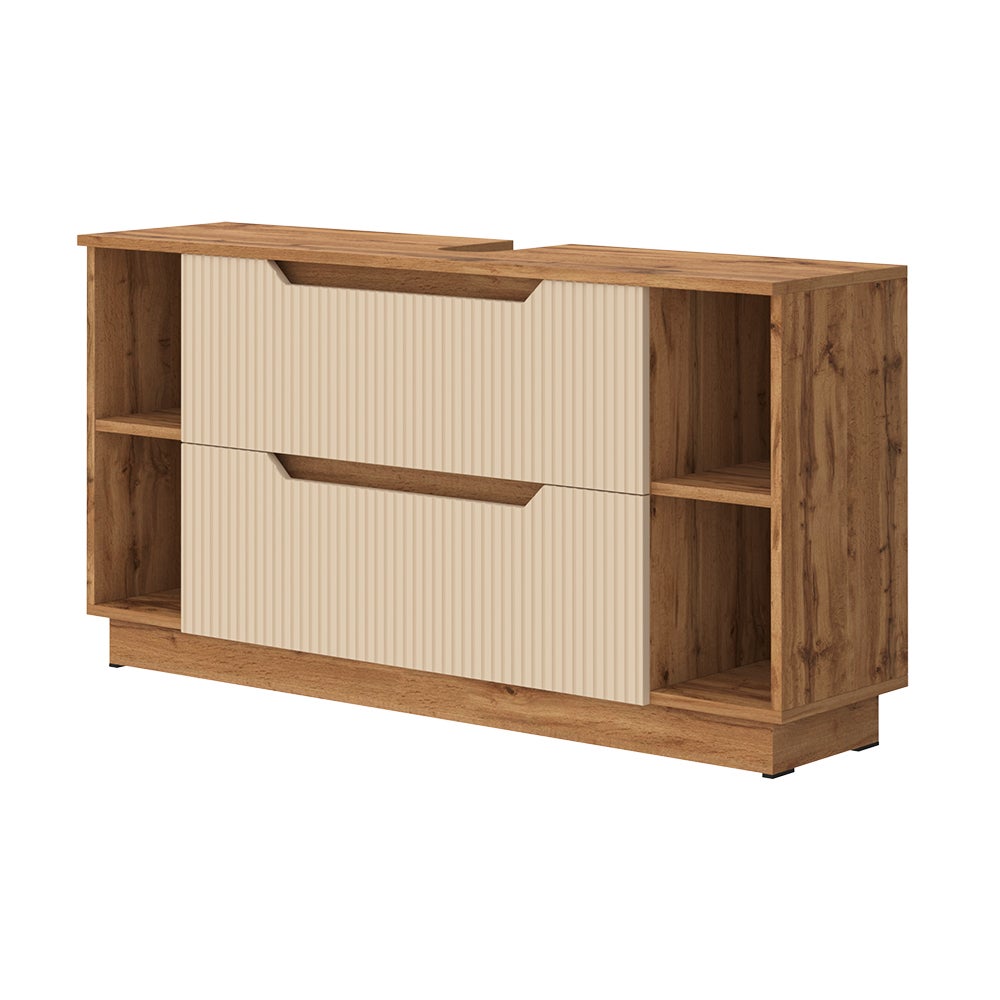 Vicco Szafka na wannę Lotta, Dąb/kaszmir w paski, 119.2 x 62.5 cm z 2 szufladami