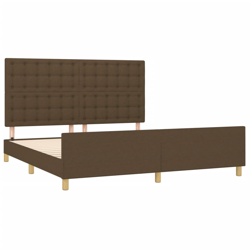 Cadre de lit sans matelas marron foncé tissu - 4
