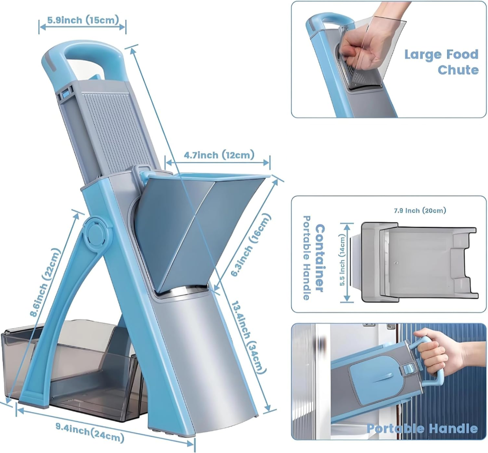 MYBO TV Safety Slicer XL – Coupe-légumes 24 Types De Coupe, Inox, Neuf