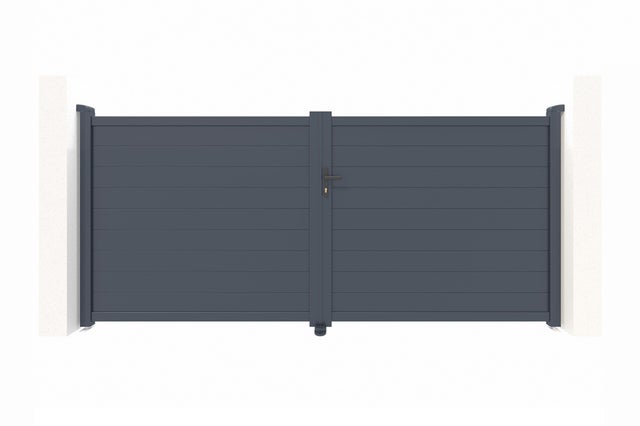 Portail battant 3,5m EIGER H.160cm aluminium gris