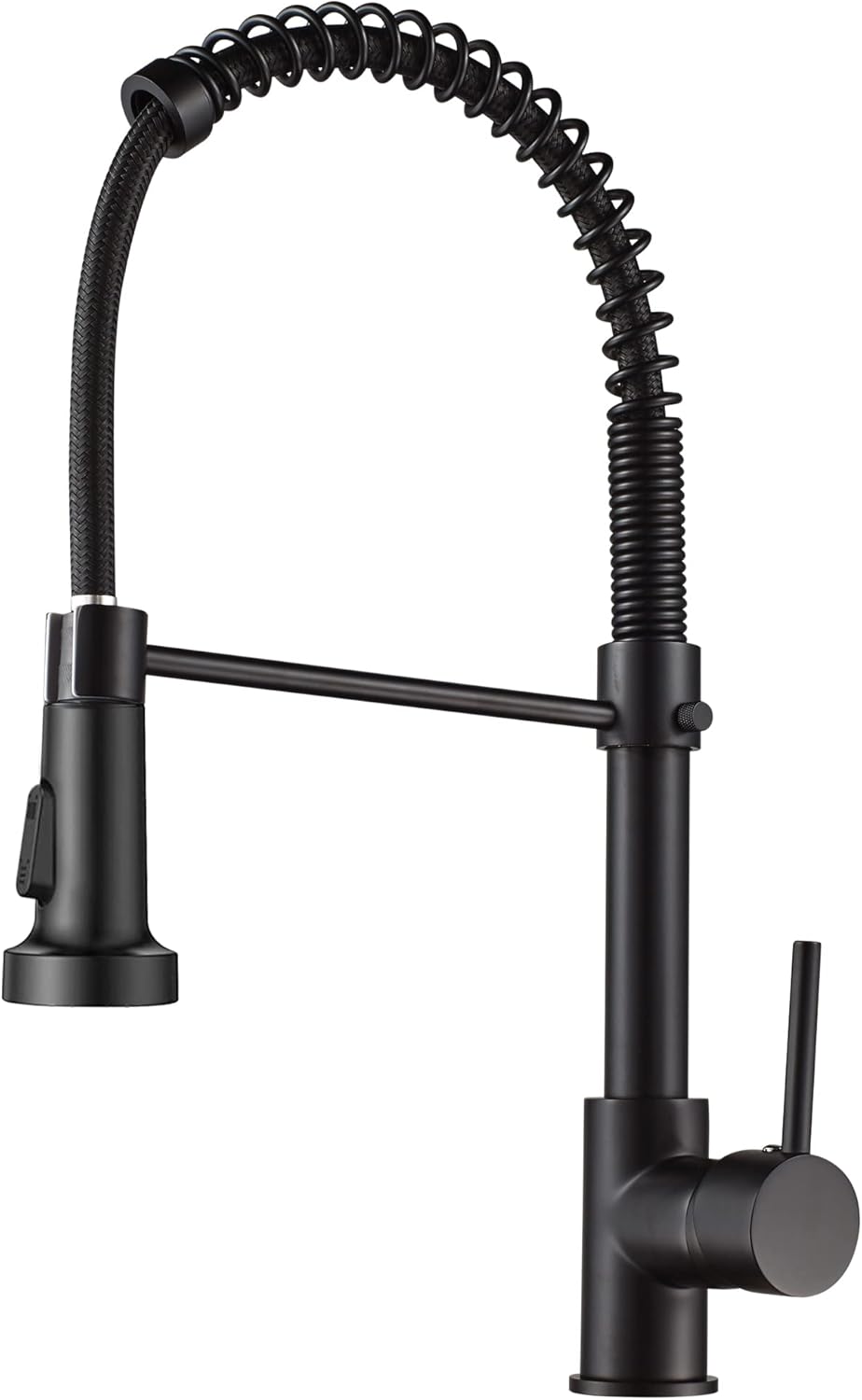 Mosiężna, jednouchwytowa bateria kuchenna ze sprężyną i wyciąganą wylewką (czarna)