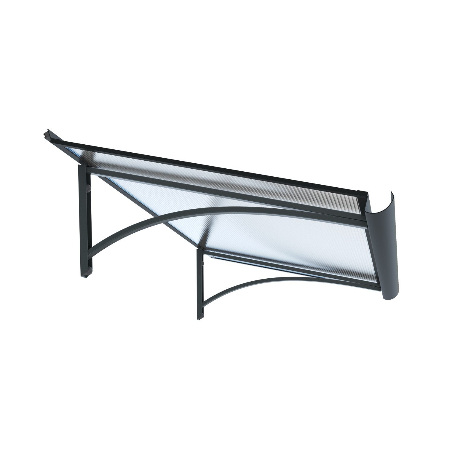 Arctom marquesina, tejadillo para puerta de aluminio antracita Rumba 120x55, policarbonato celular - 2