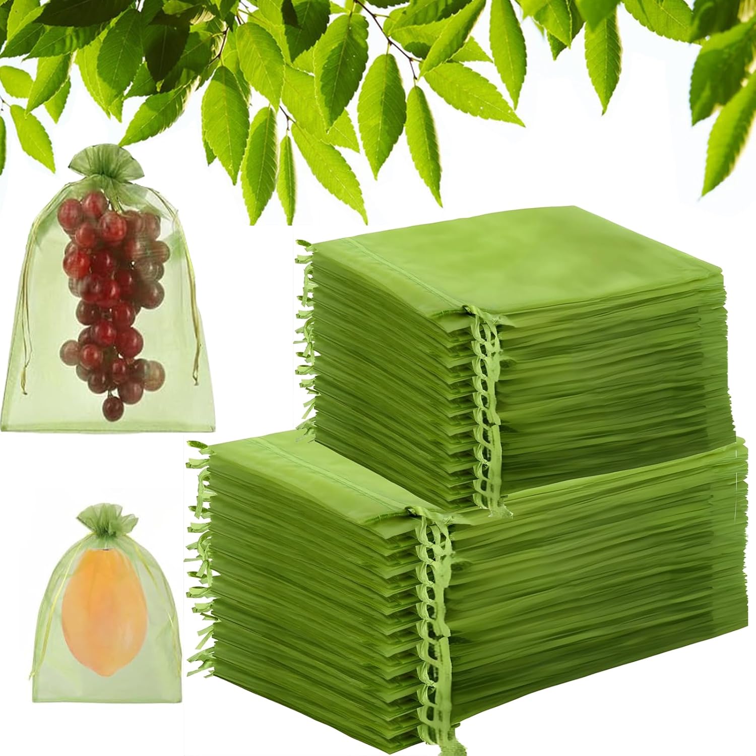 Worki ochronne na owoce i winogrona (100 sztuk) - Siatki ochronne na truskawki, cytryny i inne, rozmiary 10x15cm i 20x30cm