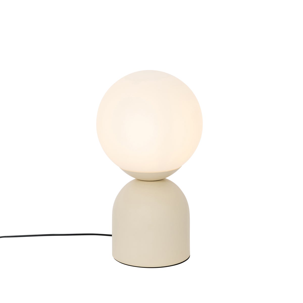 Lampa stołowa w stylu hotelowym beżowa z opalowym szkłem - Pallon Trend