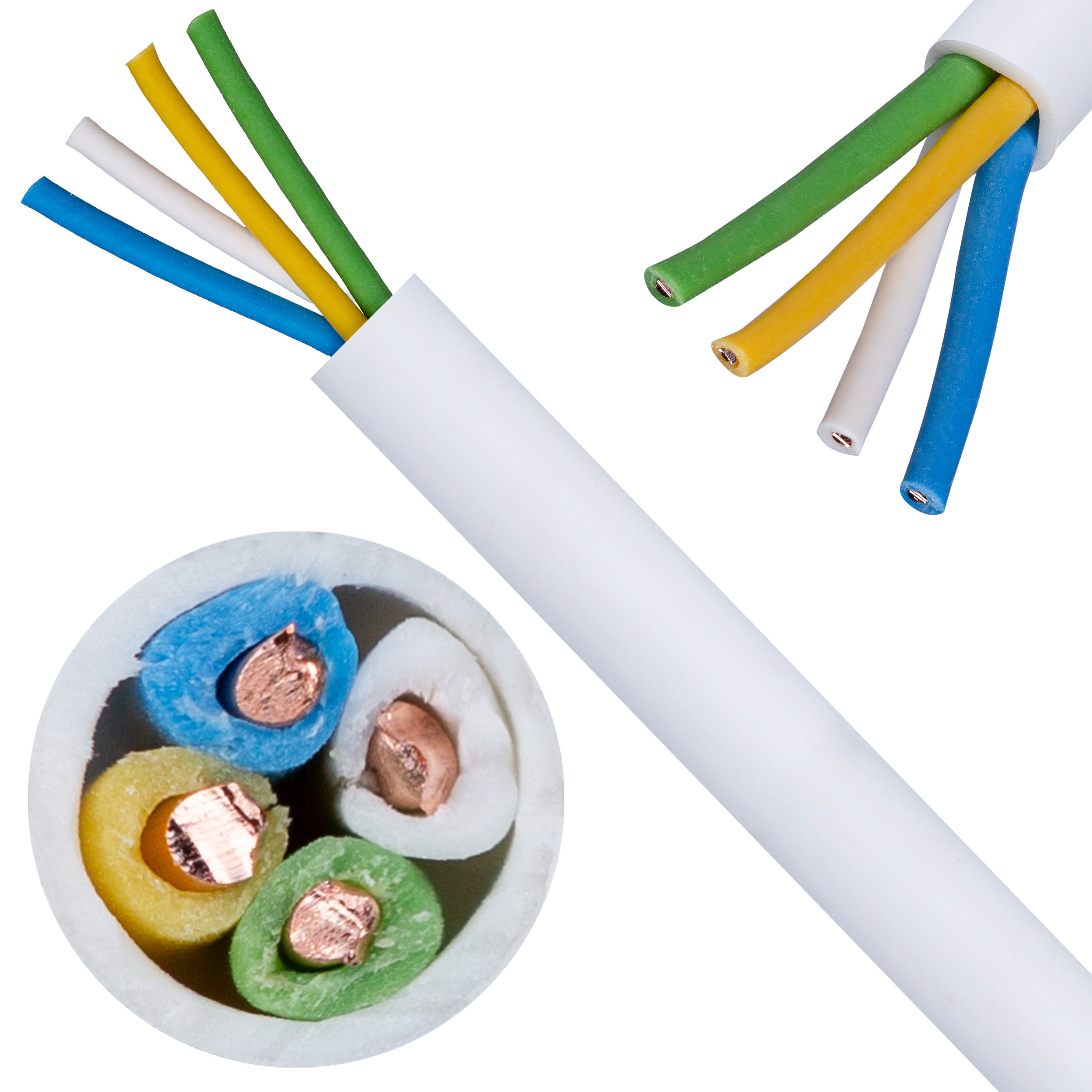 Kabel alarmowy YTDY 4x0,5mm biały 100V domofonowy drut Elektrokabel 50m