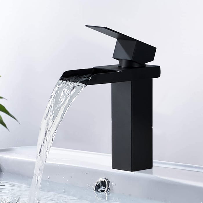 Grifo para lavabo en cascada mezclador monomando para lavabo grifo monomando para lavabo a mano grifo de bano de acero inoxidable negro Leroy Merlin