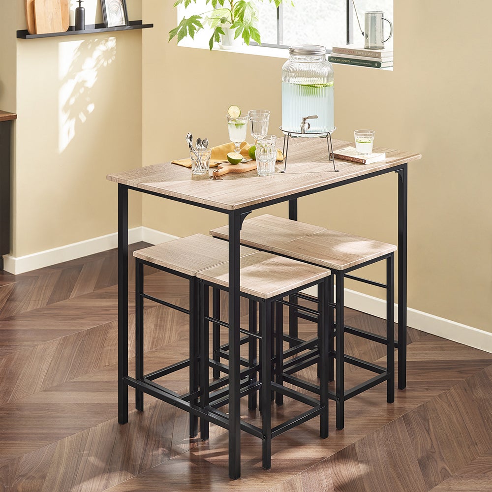 SoBuy Set de 1 Table + 2 Tabourets avec repose-pieds Table Mange-debout Table haute cuisine OGT10-N - 8