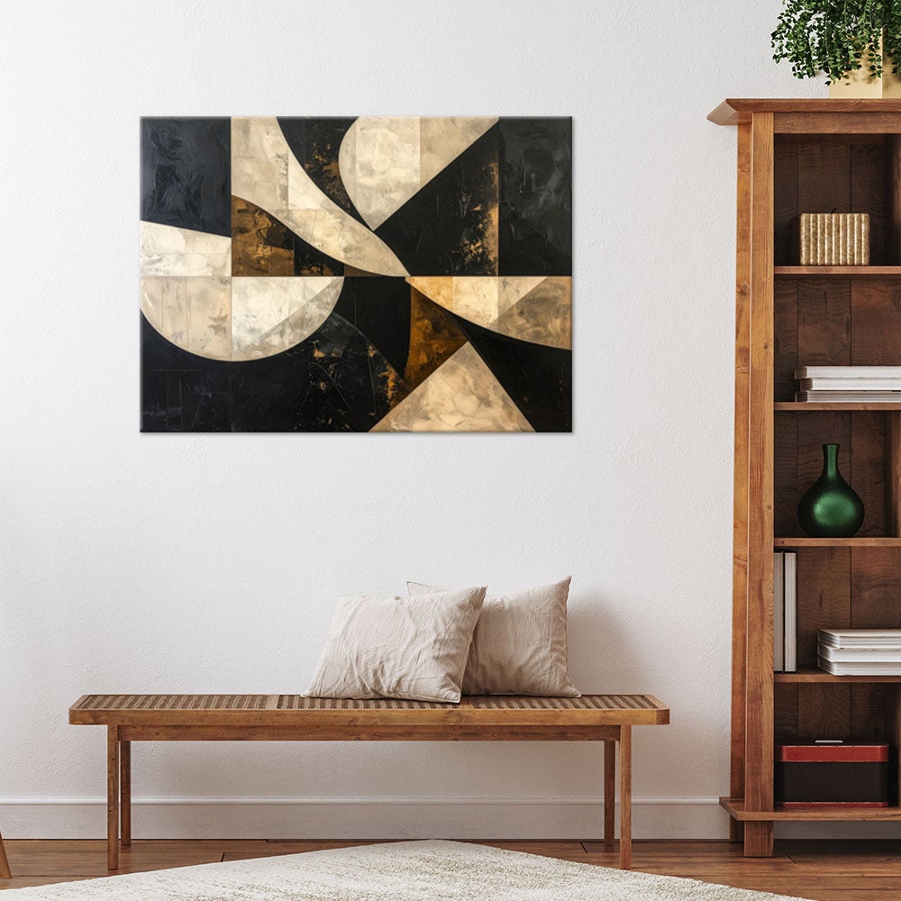 Obraz do salonu biura, Abstrakcja złoto czarna 120x80 - 2