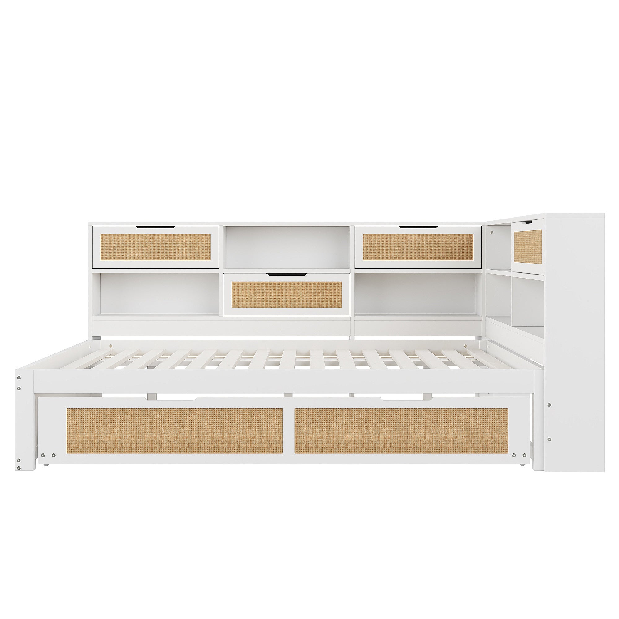 Divano letto 140x200cm Con cassetti Multifunzionale legno Bianco (Senza materasso) - 5