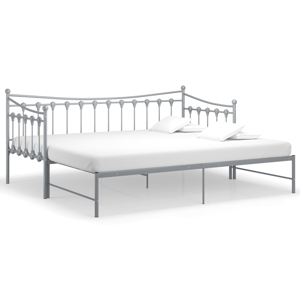 Maison Exclusive - Cadre de canapé-lit extensible sans matelas gris métal 90x200cm - 2