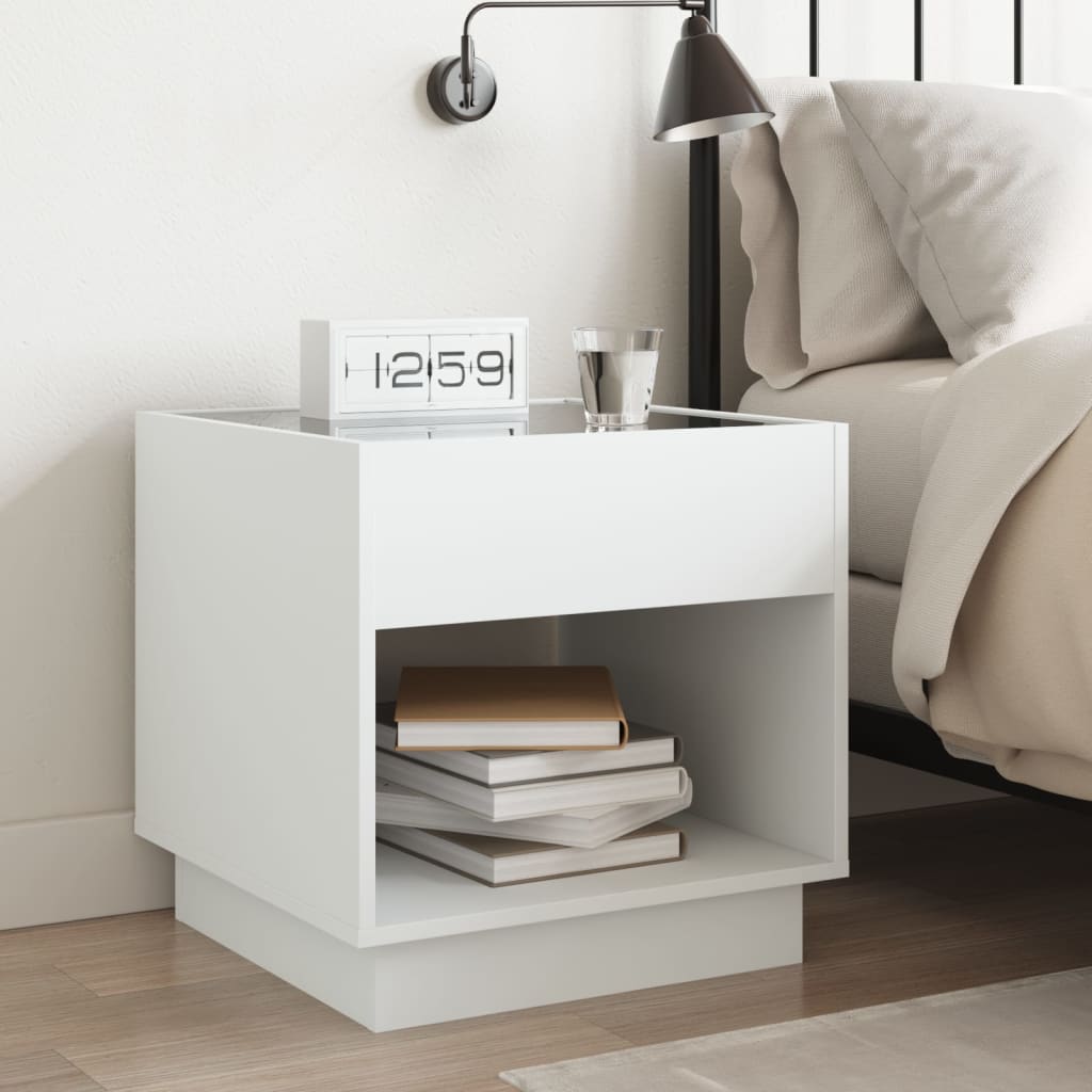 Table de chevet avec LED infini blanc 50 x 50 x 50 cm - 4