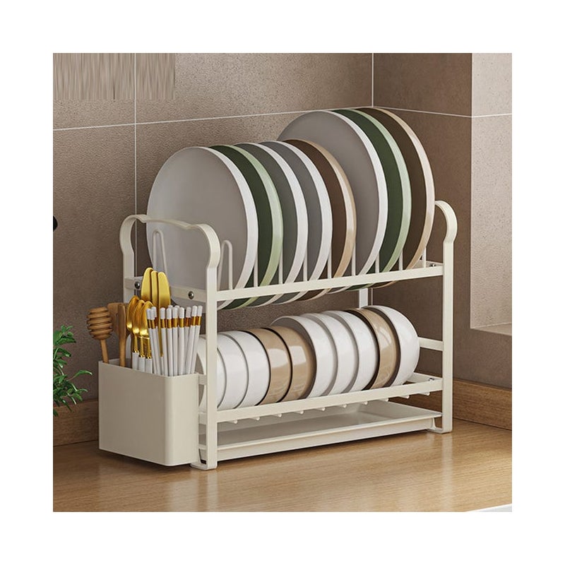 Dwupoziomowa suszarka do naczyń, półka kuchenna, wielofunkcyjny stojak do przechowywania, uchwyt na noże i deskę do krojenia