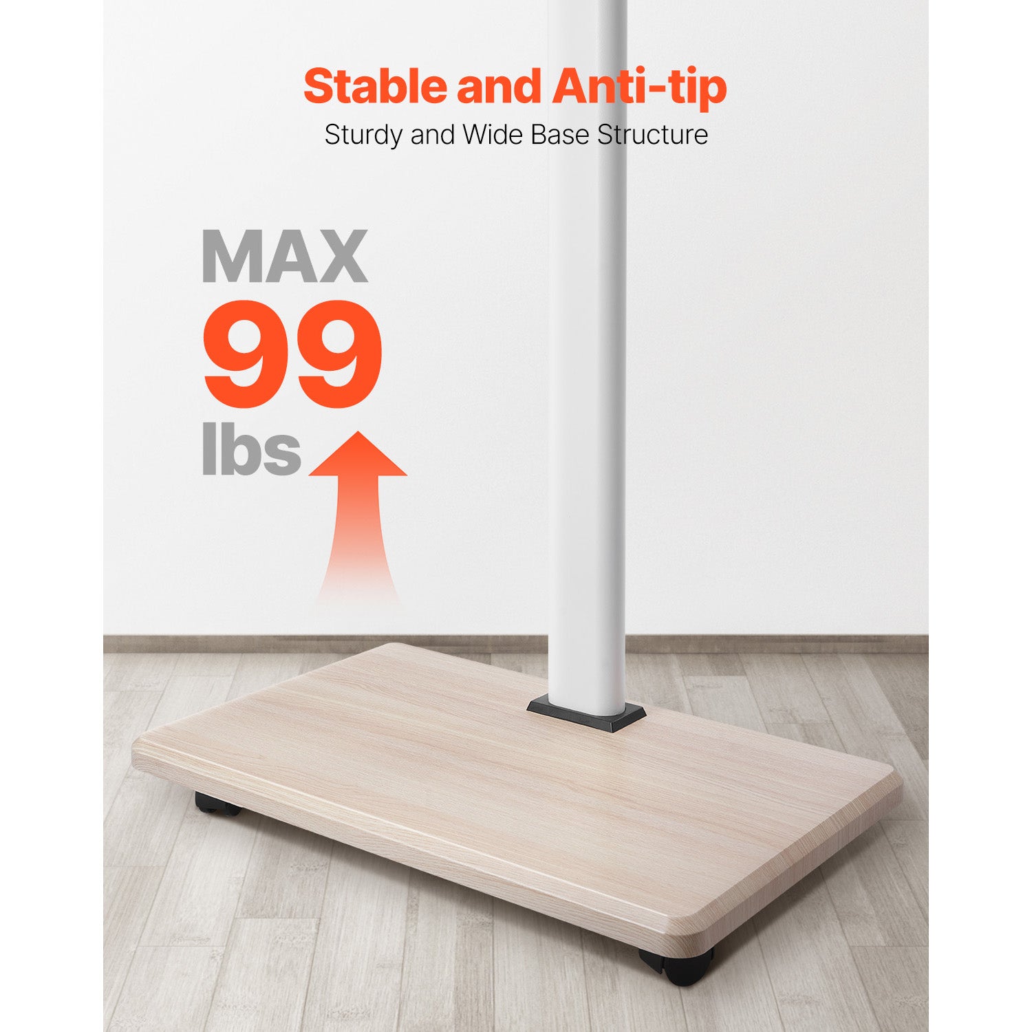 Support TV SucceBuy mobile a roulettes, compatible avec ecrans de 812,8 a 1778 mm, rotation laterale a 25°, capacite 45 kg, VESA jusqua 600 x 400 mm - 4