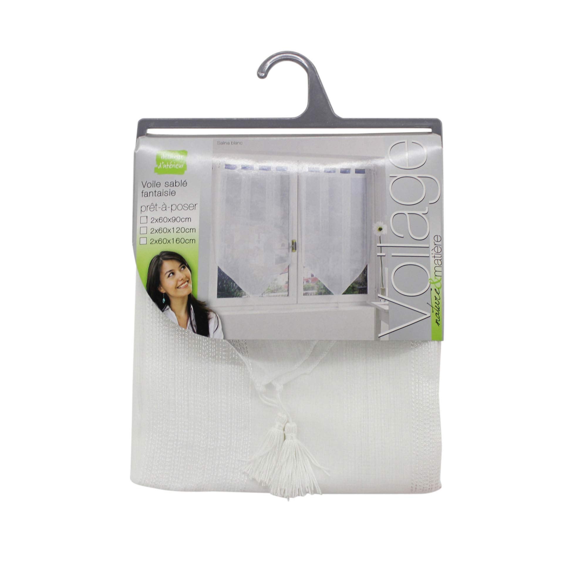 Douceur d'Intérieur Salina Tendaggio Fiocco Con Passanti, Bianco, 2 x 60 x 160 CM - 3