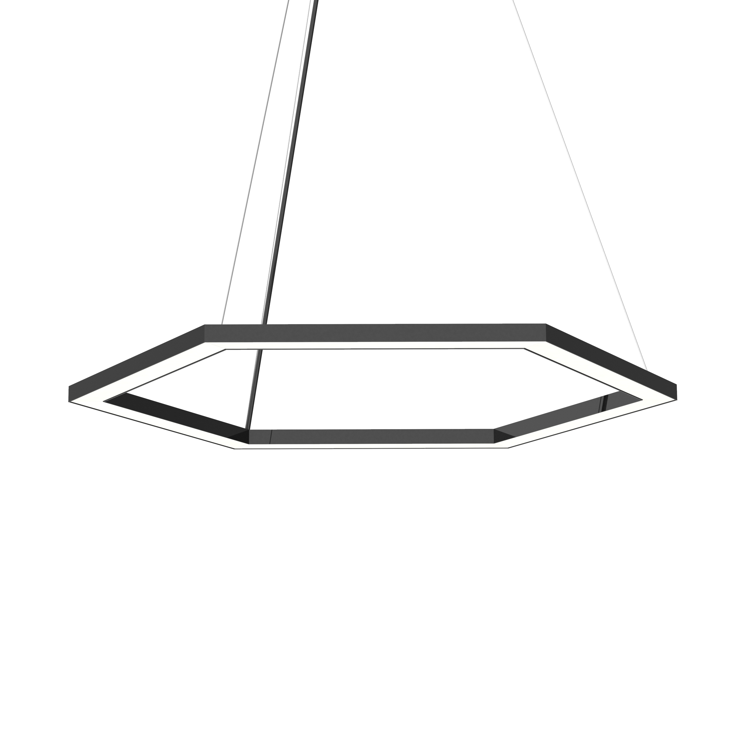 Lumicom | esagono 1x lámpara pendiente, strip led, 34w/m, 4000k, metal, negro brillante, ø60cm