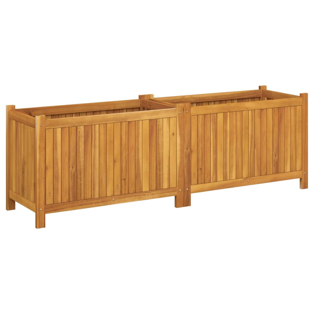 Jardinière avec doublure 153 x 38,5 x 50 cm en bois massif d'acacia - 5