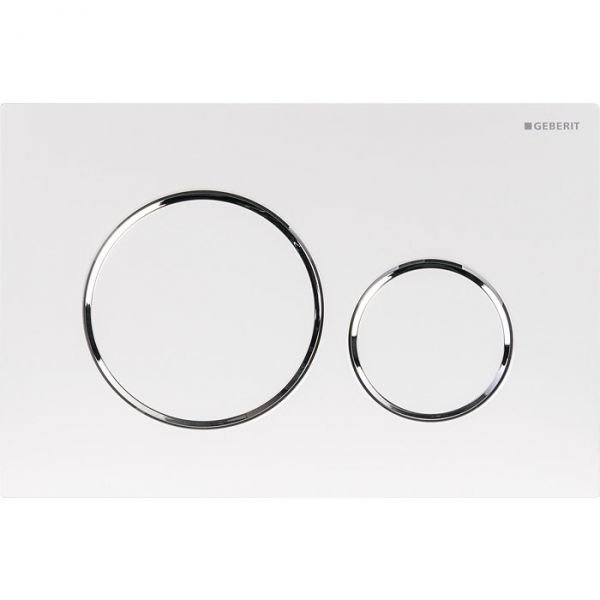 Plaque de déclenchement 3/6L GEBERIT Sigma20 - blanche anneau chromé brillant