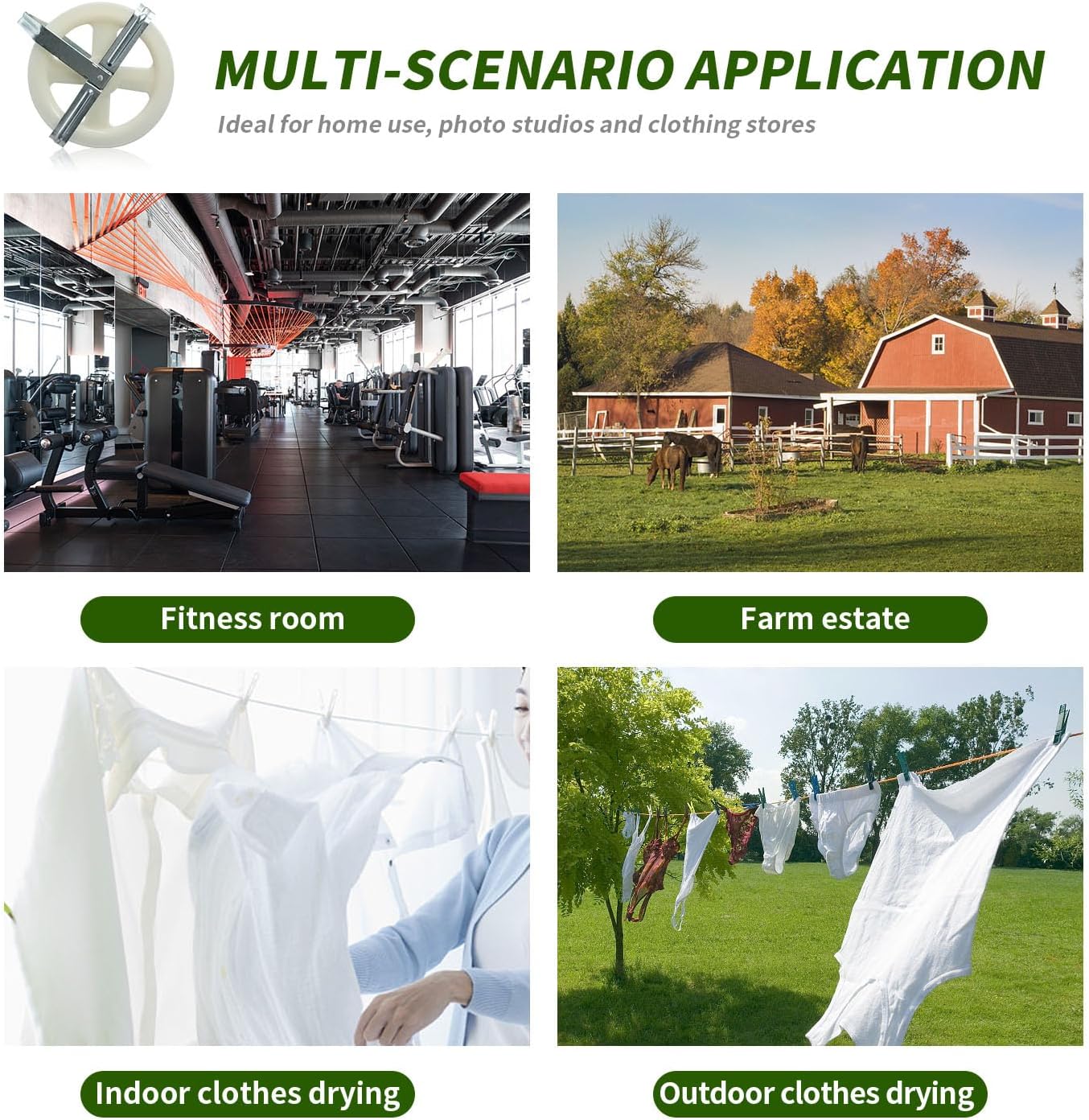 2 Pièces Poulie Corde Linge Renvoi Poulies avec Axe Aluminium Antirouille Résistant Aux Intempéries pour Famille Plein Air Ficelle D'extérieur - 4