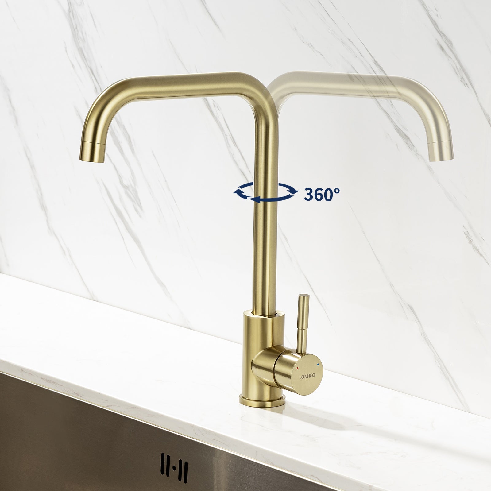 Cecipa max Robinet de Cuisine avec Douchette Extractible, Mitigeur de Cuisine en Inox Noir, Robinet de Cuisine Rotation à 360° - 9