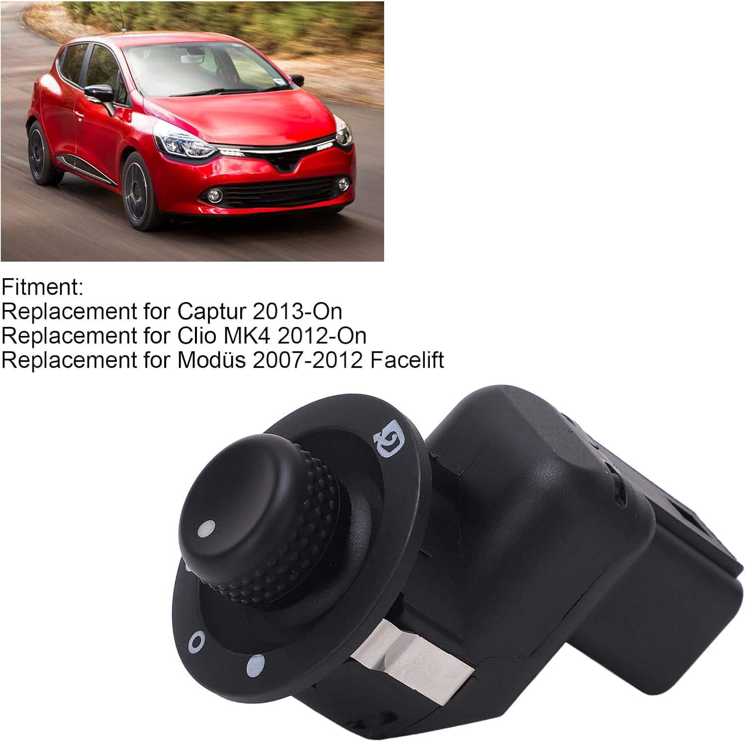 Bouton De Réglage Rétroviseur Pour Renault - Compatible Mégane, Clio, Kangoo, Twingo, Modus MK2 - Références OEM 255704649R 8200214919 - 3