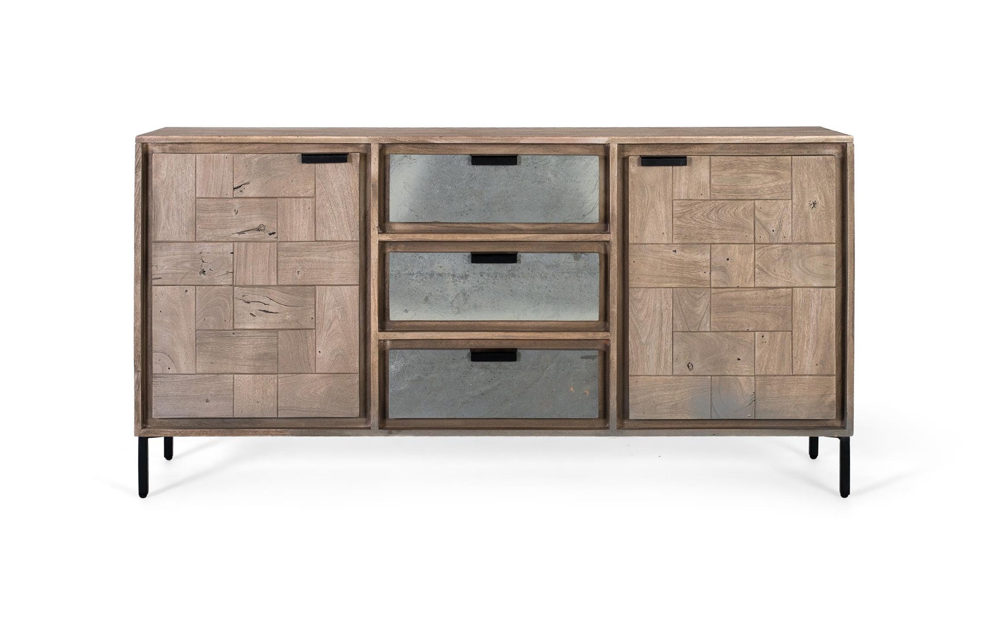 Nowoczesna komoda z drewna akacjowego w stylu industrialnym - 81x160x40 GYC