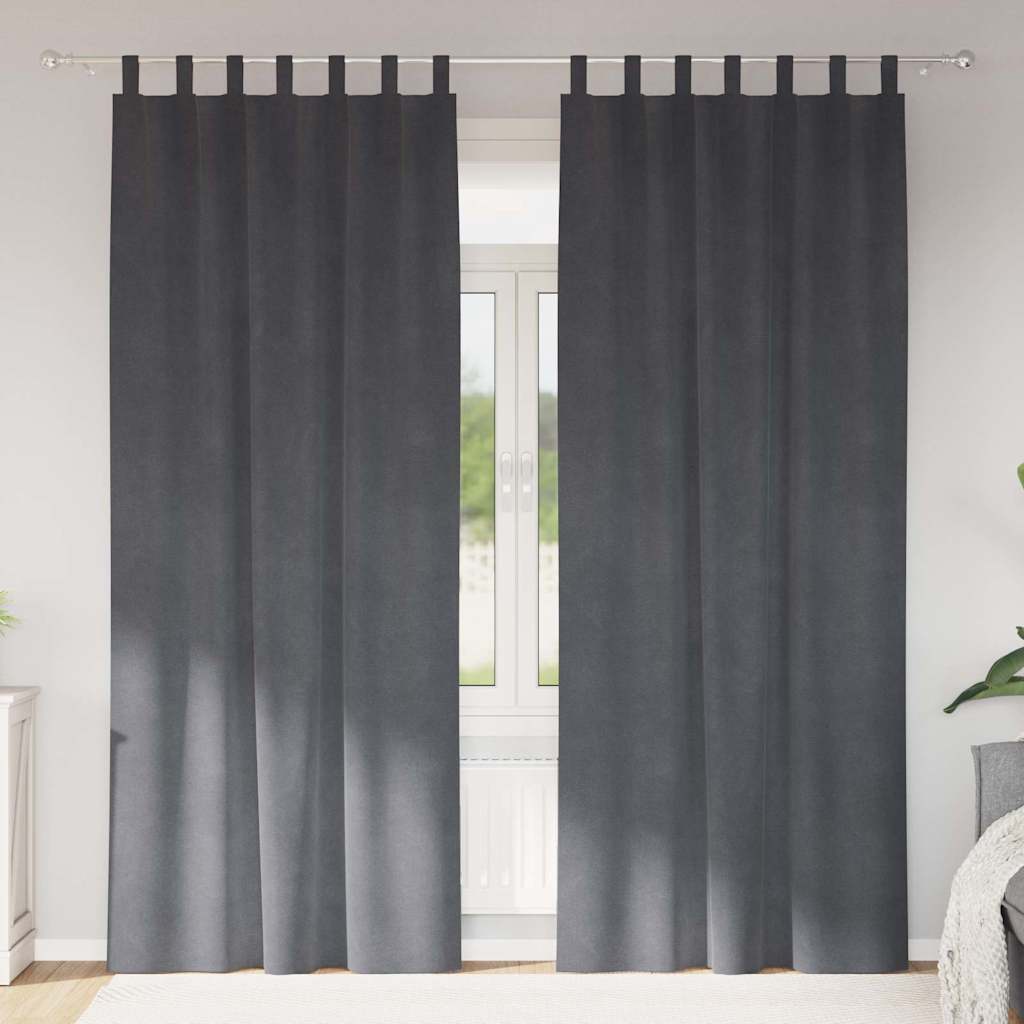 Zasłony zaciemniające 2 pcs Jasnoszary 140 x 245 cm Aksamit vidaXL