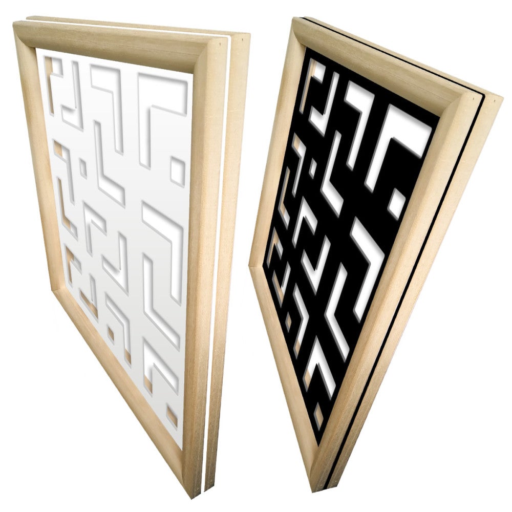 LABYRINTH L - Módulos Decorativos Cuadrados de Madera y PVC - medida 73x73 cm - Espesor 64 mm - color interior NEGRO - 3