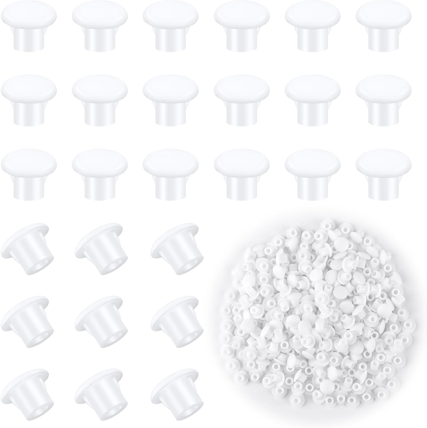 400 sztuk białych zaślepek otworów meblowych, 5 mm plastikowe zaślepki otworów do wiercenia otworów, okrągłe zaślepki na śruby meblowe