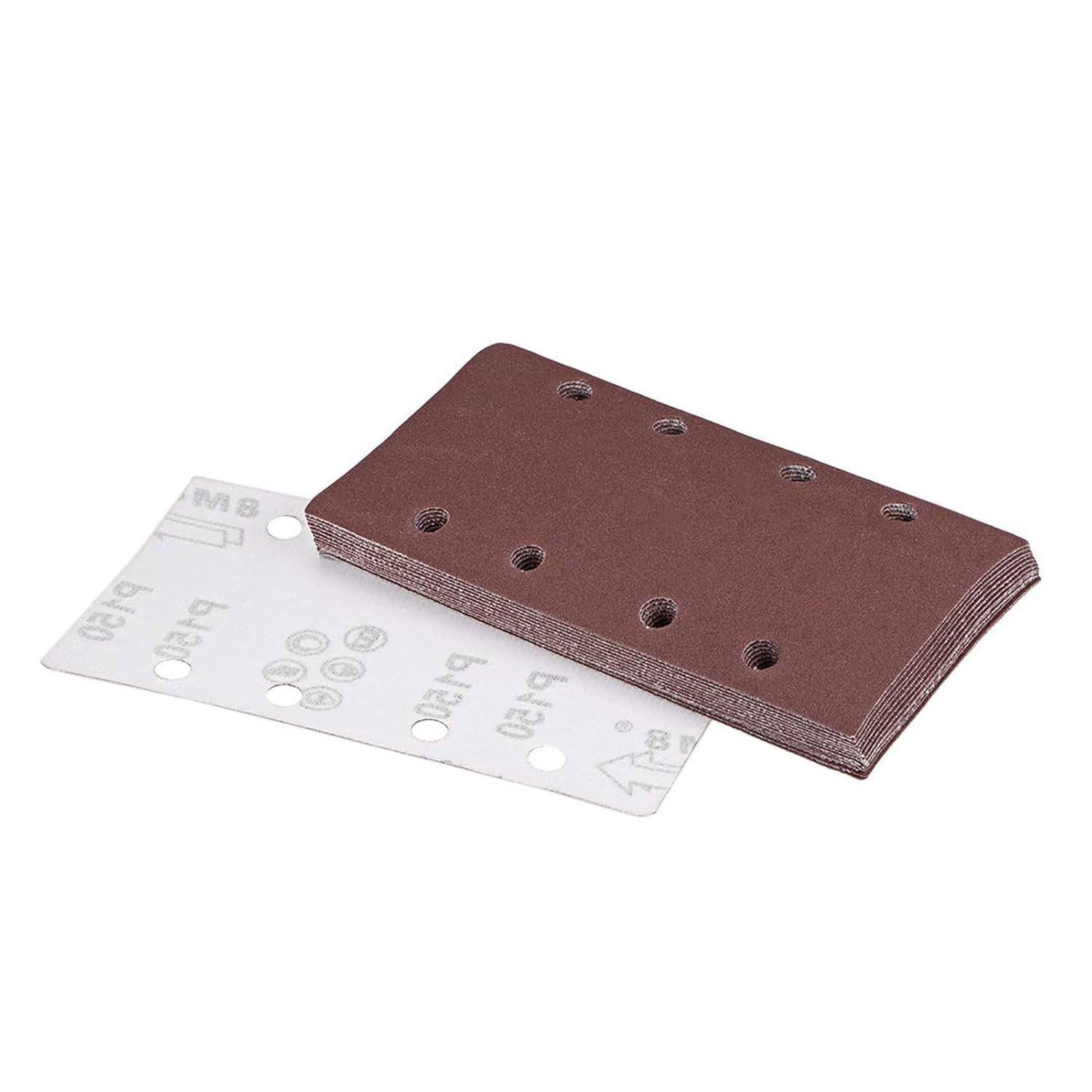 AUSTOR Lot 50 Feuilles Triangle Poncage 5 Trous – Grains 40 à 800 – Papier Abrasif Pour Ponceuse Détail & Multi-Usage