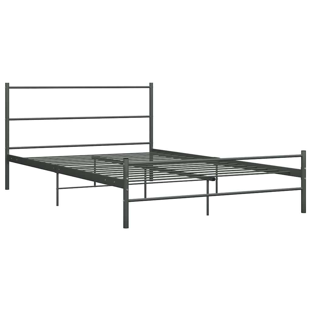 Łóżko Metalowe Szare Rama Łóżka Ze Stelażem Do Pokoju Sypialni 160 x 200 cm