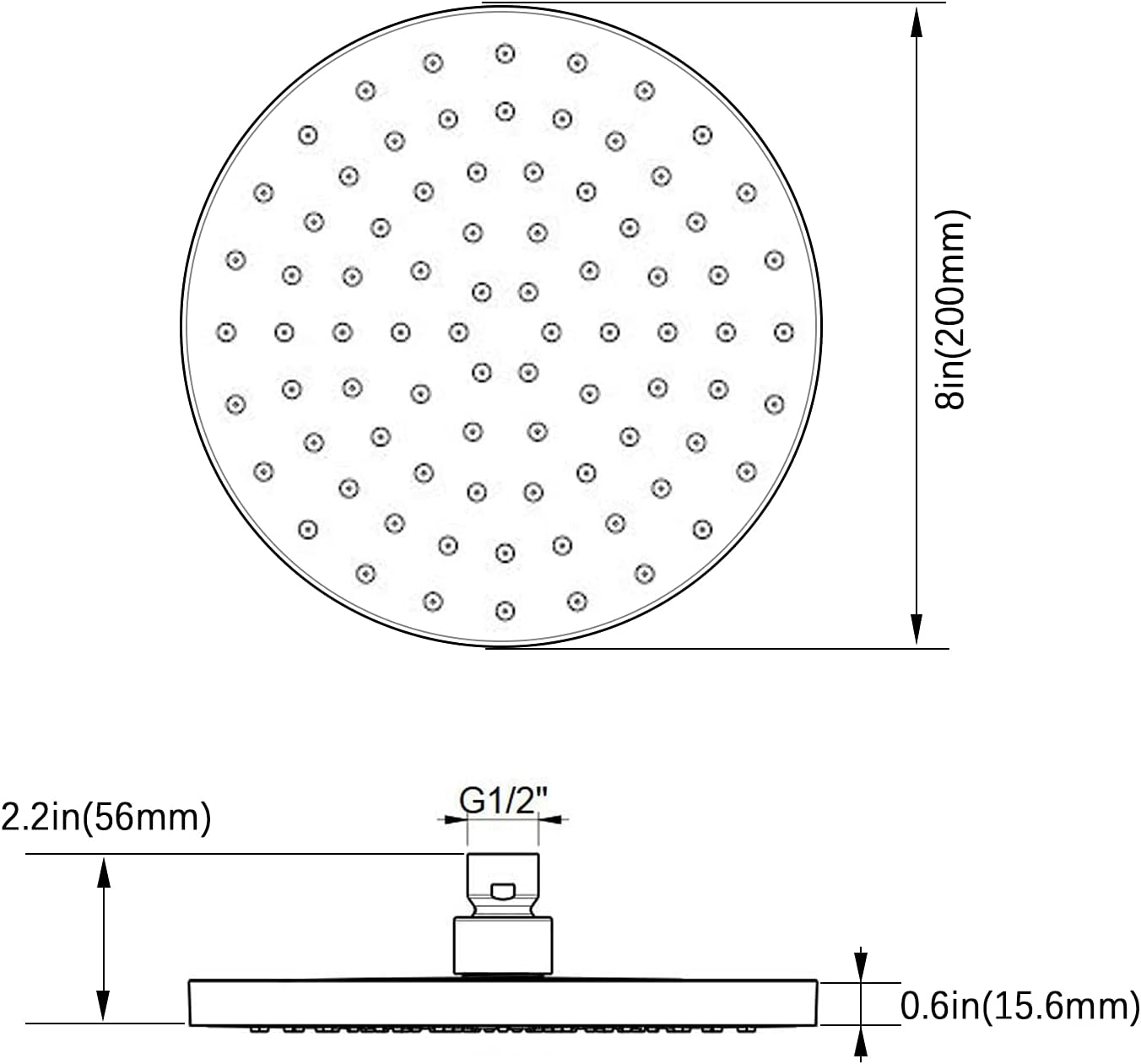 Soffione Doccia Pioggia GRIFEMA G7007 | Acciaio Inox Anticalcare | 196 Ugelli Silicone | Design Ultra Sottile - Foto 8