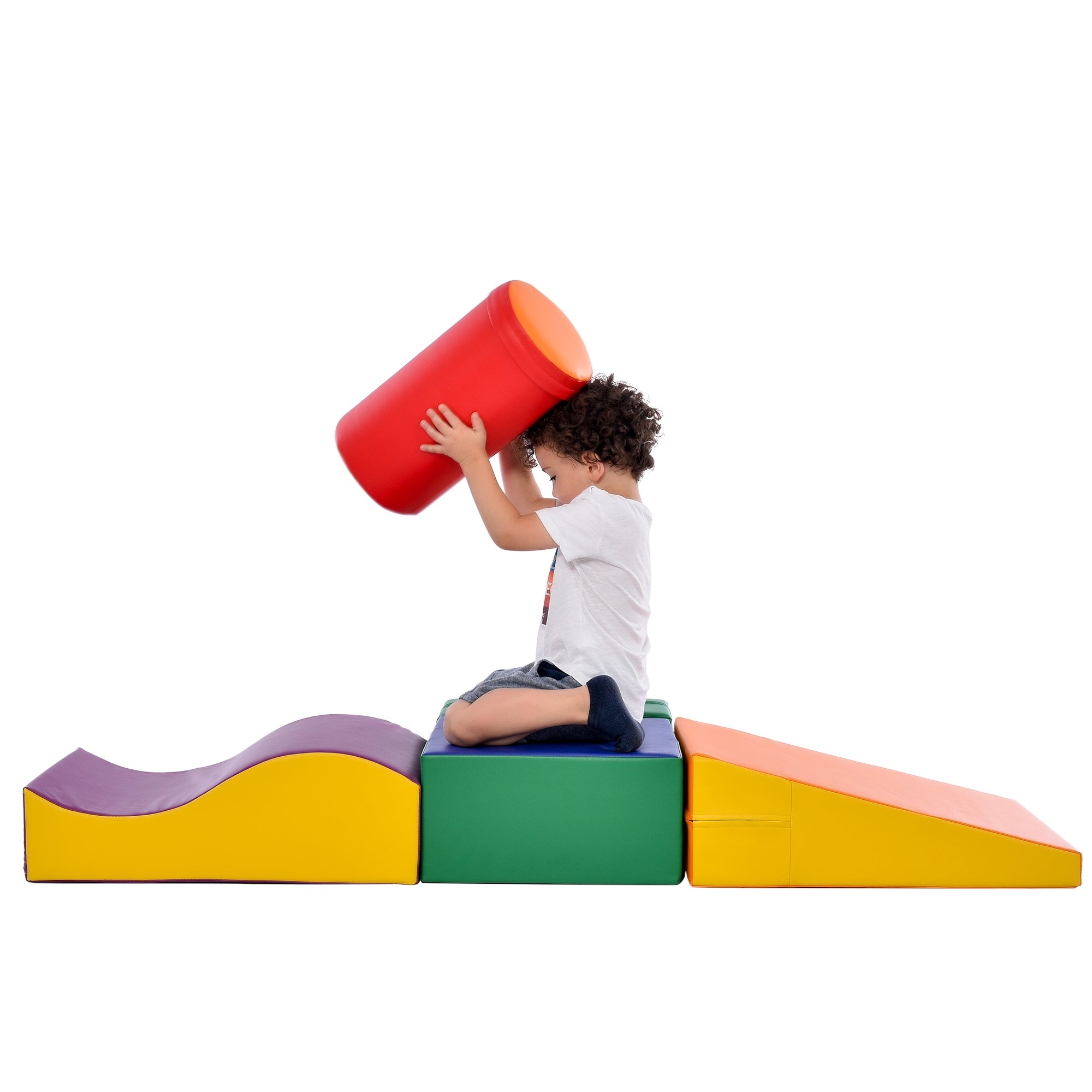 Blocs géants 6 pièces - Jouet pour enfants - Escalier, toboggan, activité de grimpe et de ramper - Couleurs vives - 6